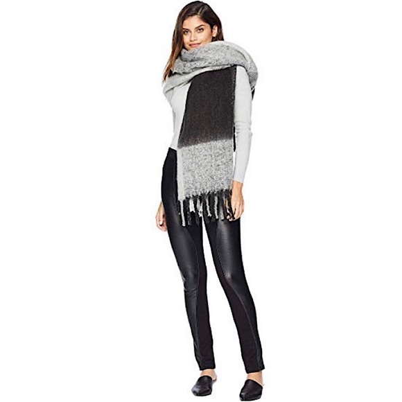 Michael Stars Brush Hour Scarf in Black/White Color Block Design, 76″ L x 20” W - Picture 1 of 10